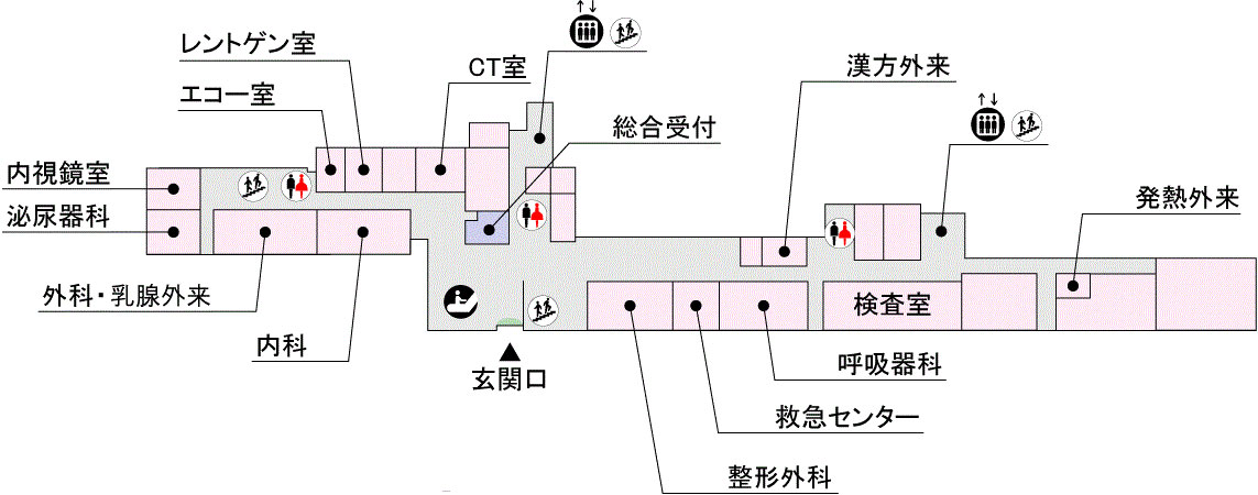 医療法人 聖比留会 厚南セントヒル病院のフロアガイド1階